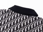 Oblique Wool Knit Polo Shirt – Black & Grey