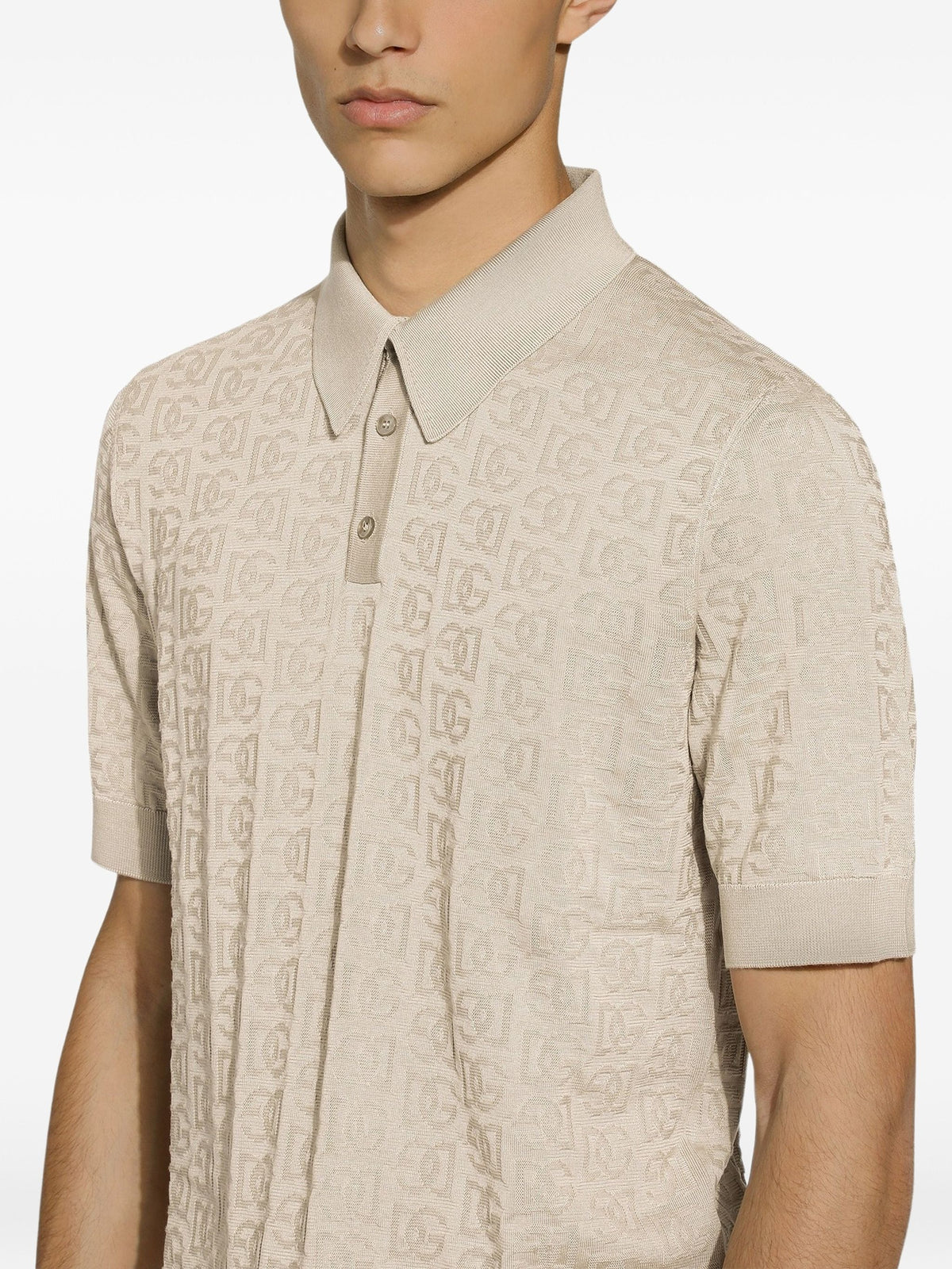 Silk Jacquard Polo Shirt with DG Logo