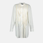 Embellished Lace-Detail Shirt Dress