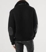 Cashmere Collared Jacket with Fleece Trim