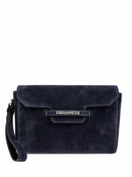 Suede Logo Clutch / Crossbody Bag (Navy)