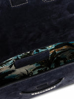 Suede Logo Clutch / Crossbody Bag (Navy)