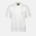 Fendi White Polo Shirt with Logo Patch Detail