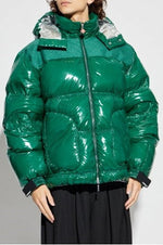 Green Monogrammed Quilted Down Jacket