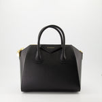 Black Leather Antigona Handle Bag