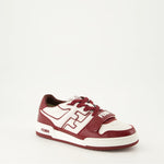 Burgundy & White Leather Sneakers