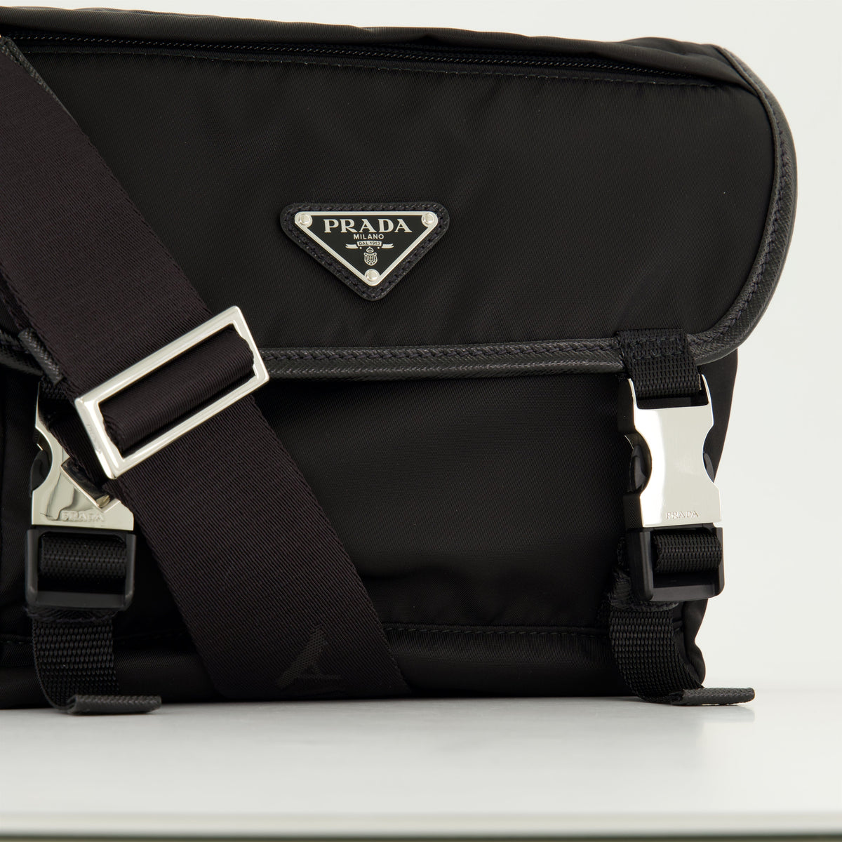 Re-Nylon and Saffiano Leather Bag