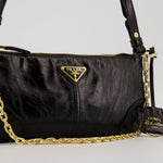 Leather Shoulder Bag with Chain Strap