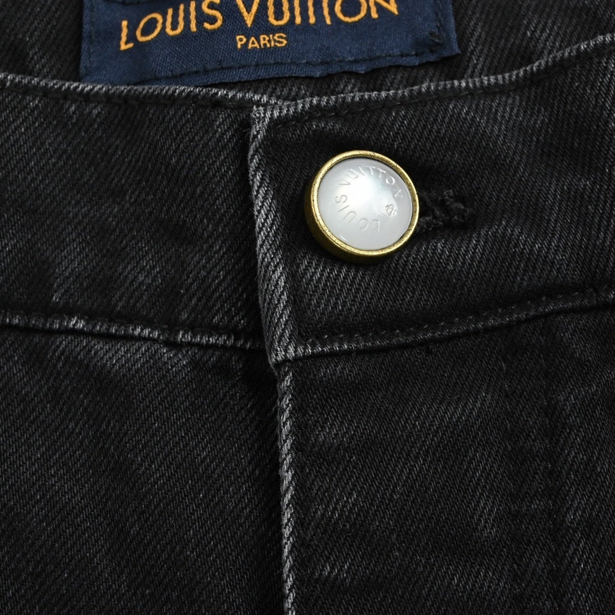 Monogram Patch Black Denim Jeans