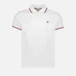 White Polo Shirt with Tricolour Trim