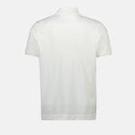 Off-White Polo with Leather Logo Patch