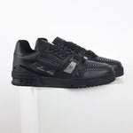 LV Black Leather Studded Low-Top Sneakers