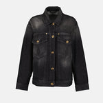 Oversized Medusa Button Denim Jacket