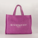 Pink Raffia Tote Bag with Logo