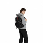 Black Leather Flap Backpack