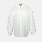 Ruffle-Sleeve Cotton Shirt