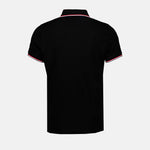Black Polo Shirt with Tricolour Trim