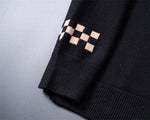 Black Monogram Accent Wool Cardigan