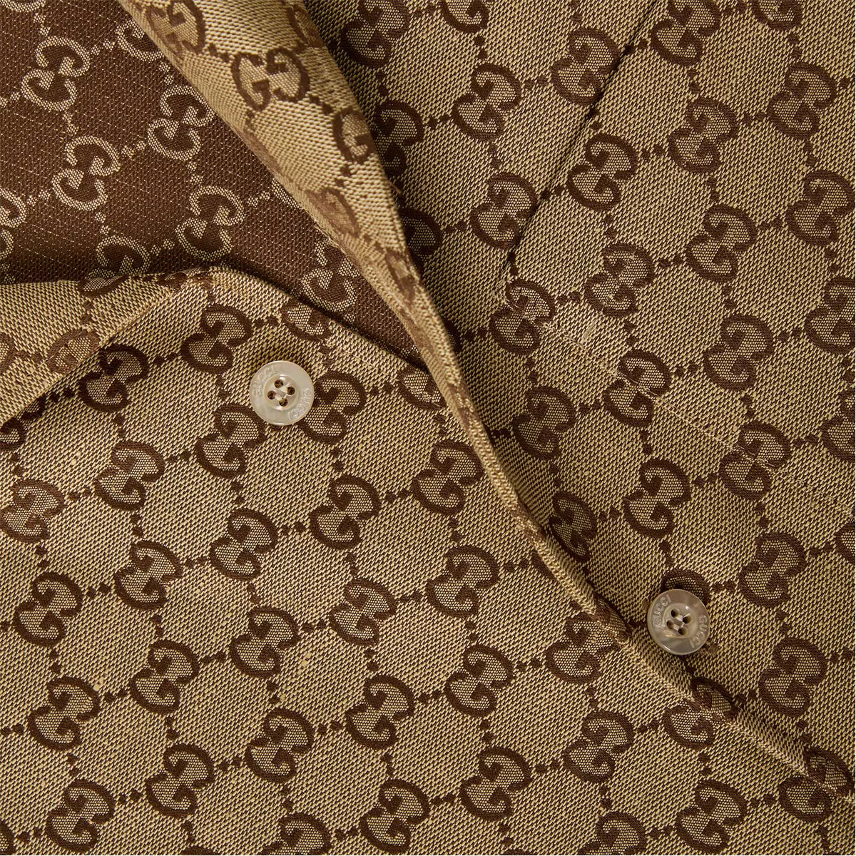 Men’s GG Linen Sleeve Patterned Shirt