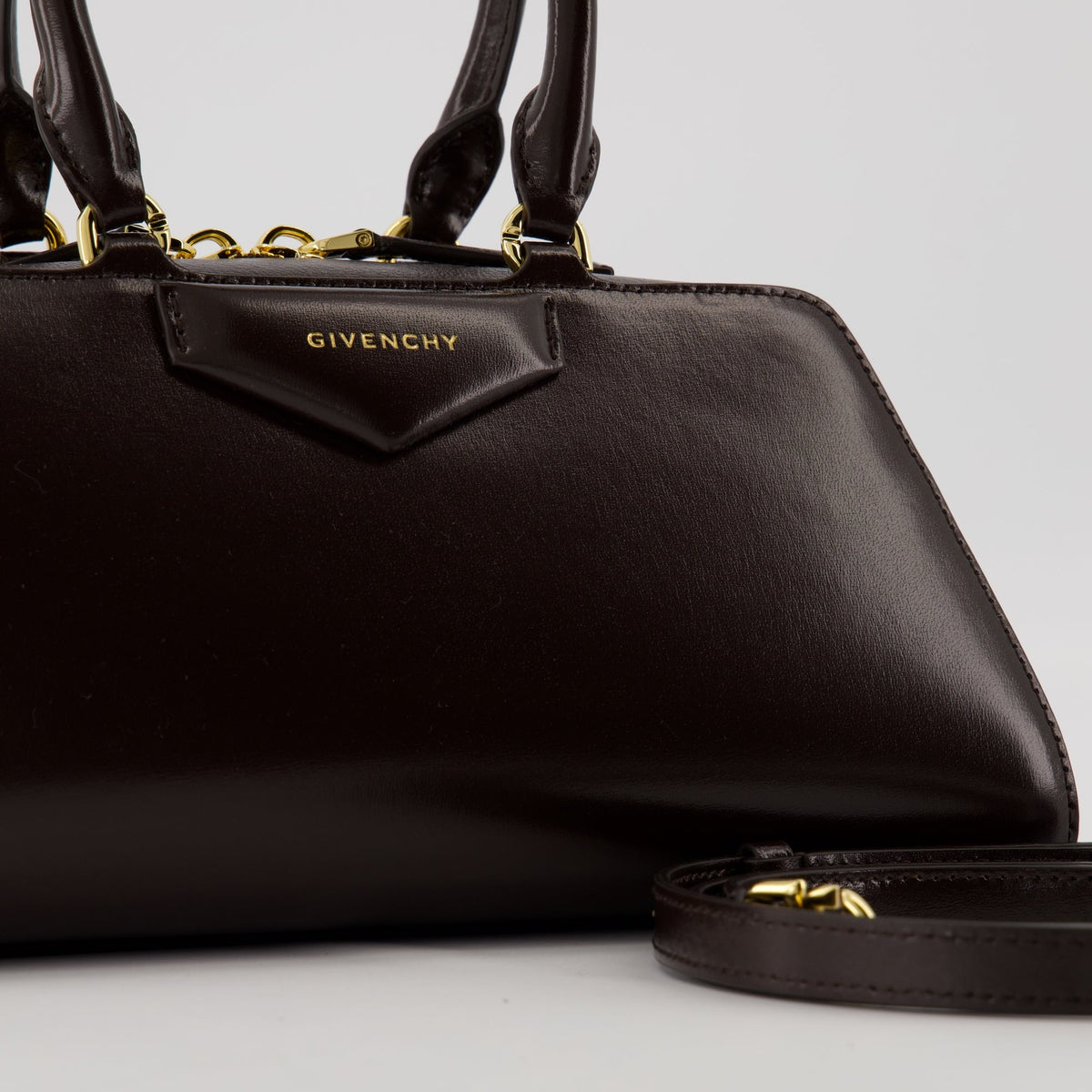 Mini Antigona Top Handle Bag – Dark Brown