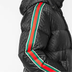 GG Nylon Jacquard Web Down Jacket in Black
