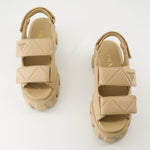 Quilted Platform Sandals-Beige