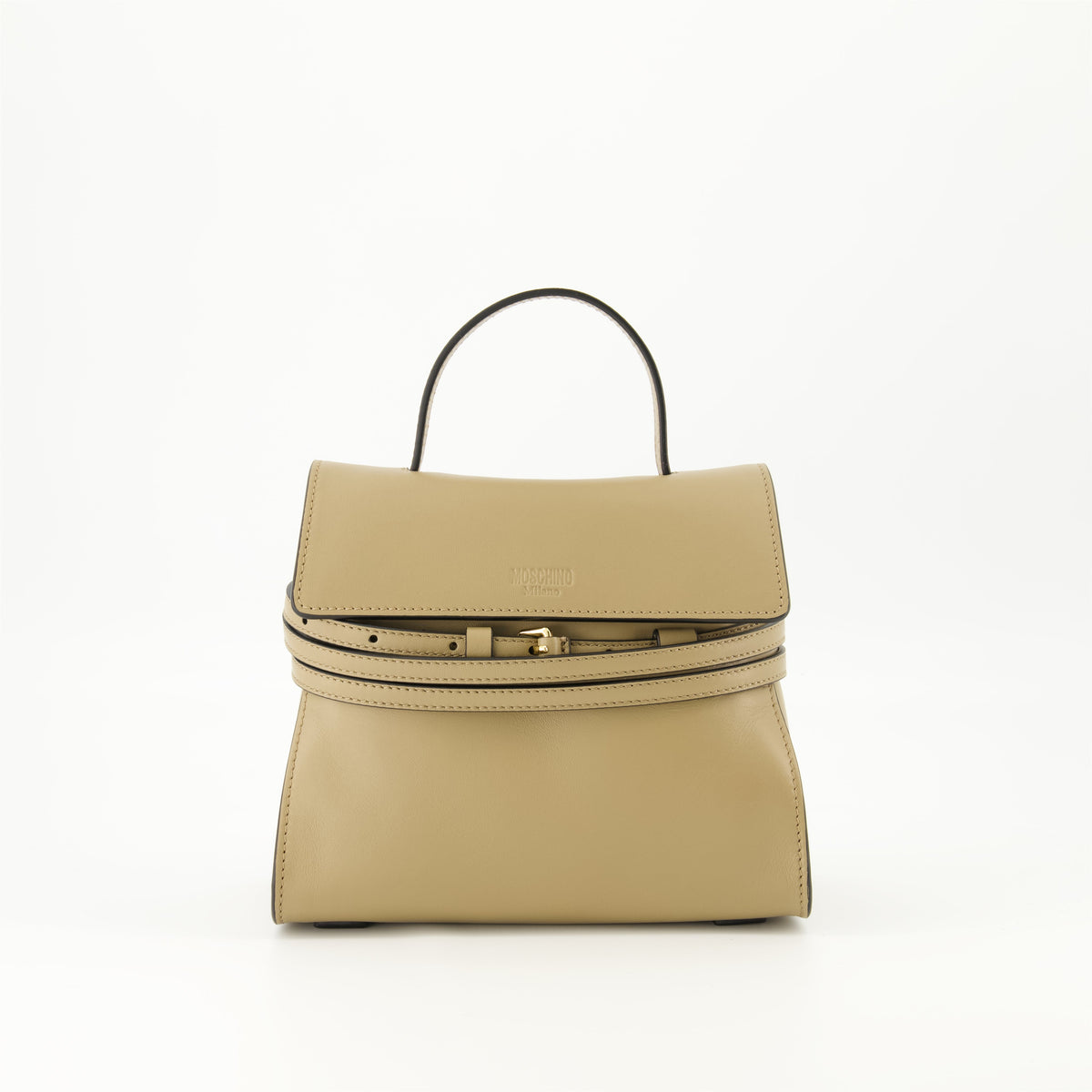 Tie Me Leather shoulder bag ( Beige)