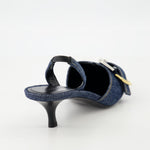 Denim Buckle Slingback Kitten Heels