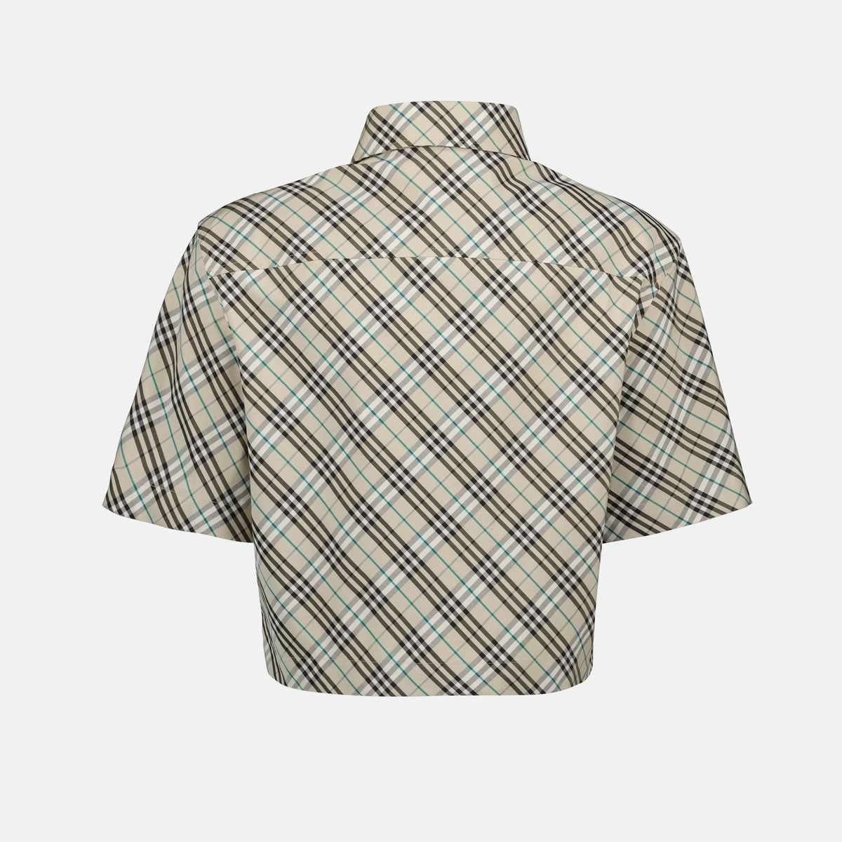 Cropped Short Sleeve Shirt-Ice Blue