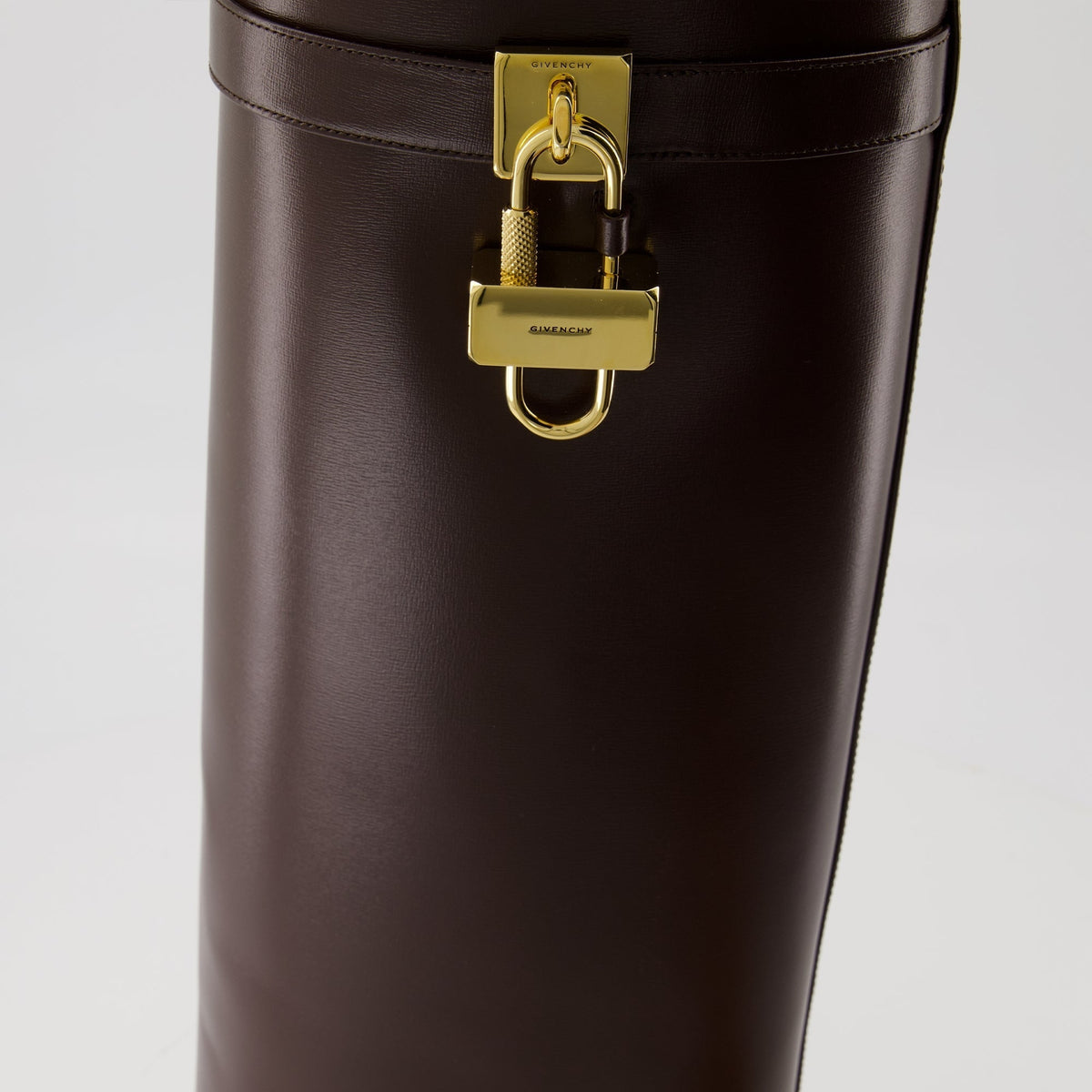 Shark Lock Brown Knee-High Wedge Boots