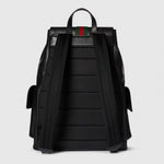Black Leather Flap Backpack