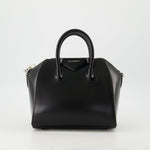 Black Grained Leather Mini Antigona Top Handle Bag