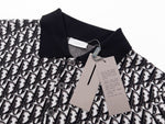 Oblique Wool Knit Polo Shirt – Black & Grey