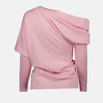 Draped Collar Wool Sweater