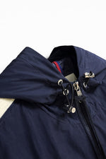 Hooded Nylon Jacket with Signature Stripe – Navy