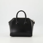 Black Grained Leather Mini Antigona Top Handle Bag