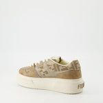 Platform Sneakers Beige Jacquard