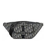 Oblique Jacquard Belt Bag Beige and Blue
