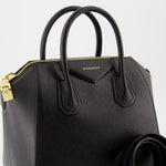 Black Leather Antigona Handle Bag