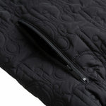 Black Quilted Wool Hooded Zip Jacket