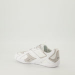 White and Beige Panel Sneakers