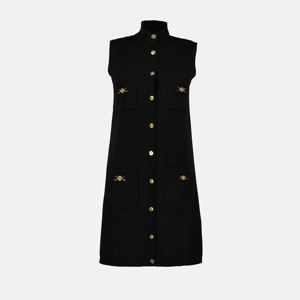Medusa Button Knit Sleeveless Dress