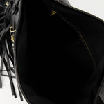 Black Leather Fringe Shoulder Bag