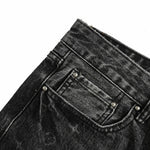 Black Washed Denim Jeans with Monogram & Cowboy Embroidery