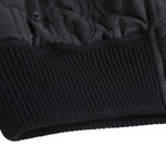 Black Quilted Wool Hooded Zip Jacket