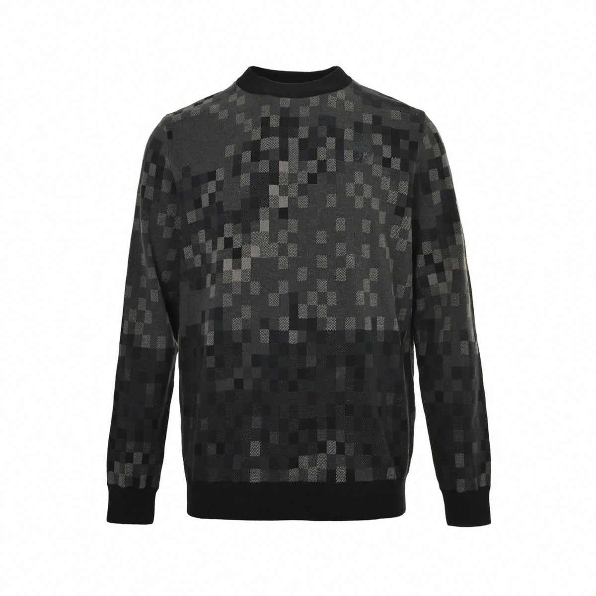 LV Pixelated Knit Crewneck Sweater – Black & Grey