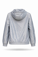 GG Jacquard Hooded Nylon Jacket – Light Grey