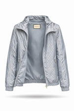 GG Jacquard Hooded Nylon Jacket – Light Grey