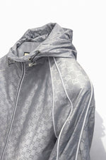 GG Jacquard Hooded Nylon Jacket – Light Grey