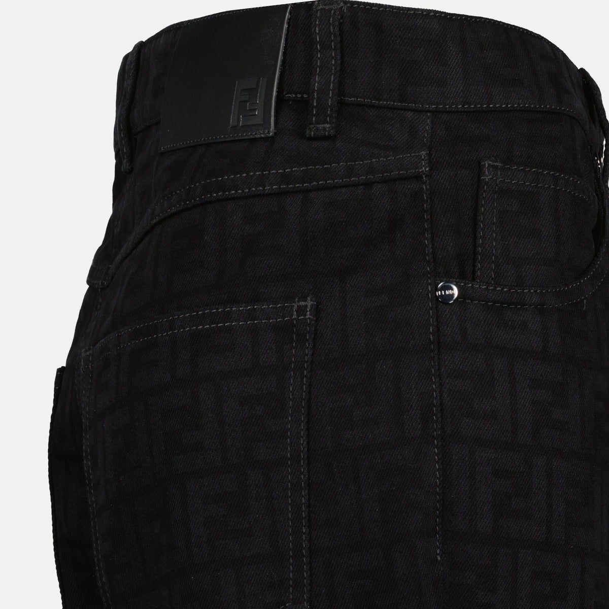 Black Monogram Slim-Fit Jeans